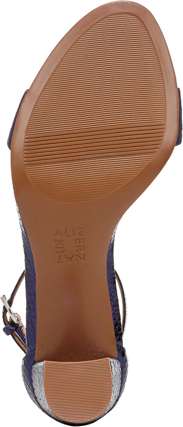 imageNaturalizer Womens Vera Ankle Strap Block Heel Dress SandalDusk Blue Metallic Snake