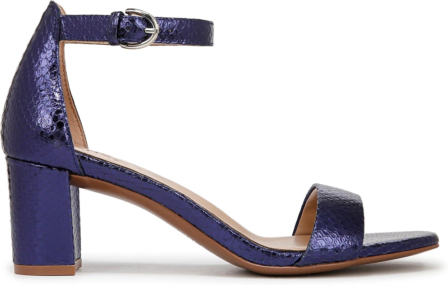 imageNaturalizer Womens Vera Ankle Strap Block Heel Dress SandalDusk Blue Metallic Snake