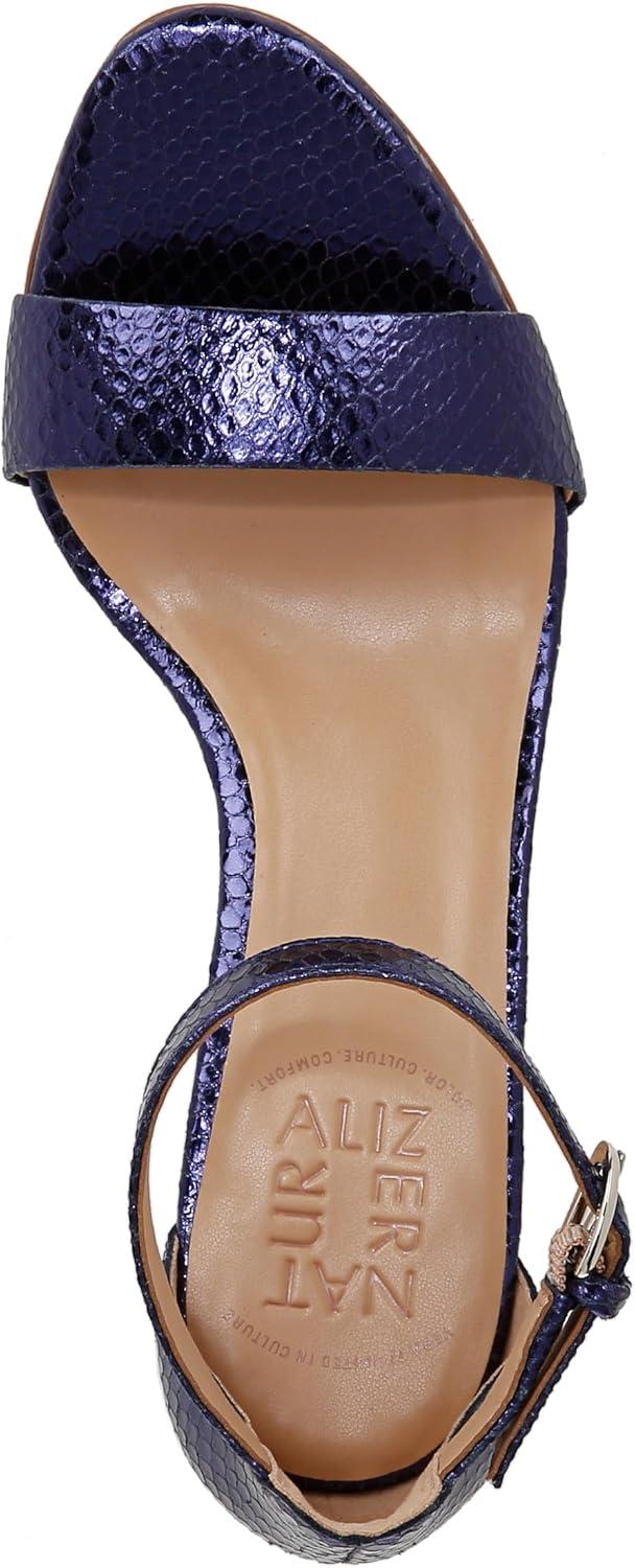 imageNaturalizer Womens Vera Ankle Strap Block Heel Dress SandalDusk Blue Metallic Snake