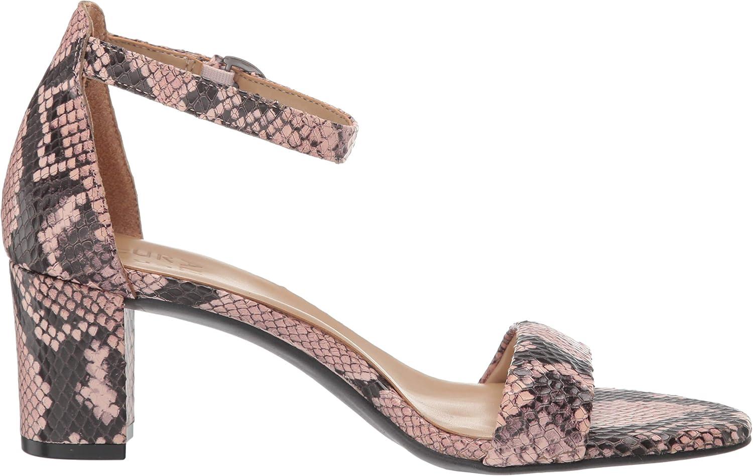 imageNaturalizer Womens Vera Ankle Strap Block Heel Dress SandalDusty Rose Snake