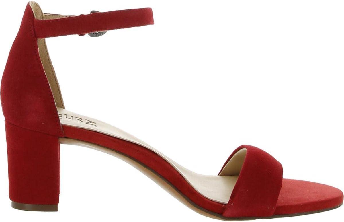 imageNaturalizer Womens Vera Ankle Strap Block Heel Dress SandalHot Sauce Suede