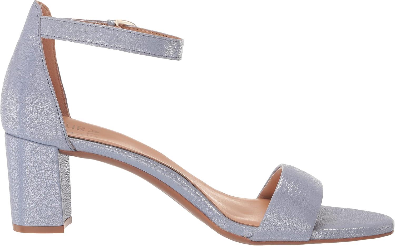 imageNaturalizer Womens Vera Ankle Strap Block Heel Dress SandalLavender Metallic Leather