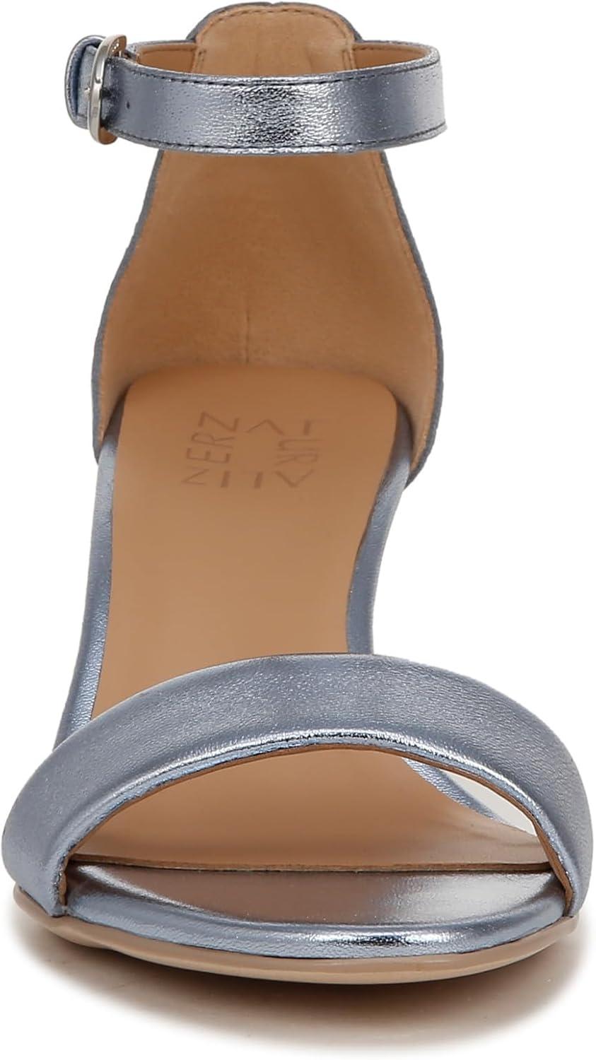 imageNaturalizer Womens Vera Ankle Strap Block Heel Dress SandalLight Blue Metallic Leather