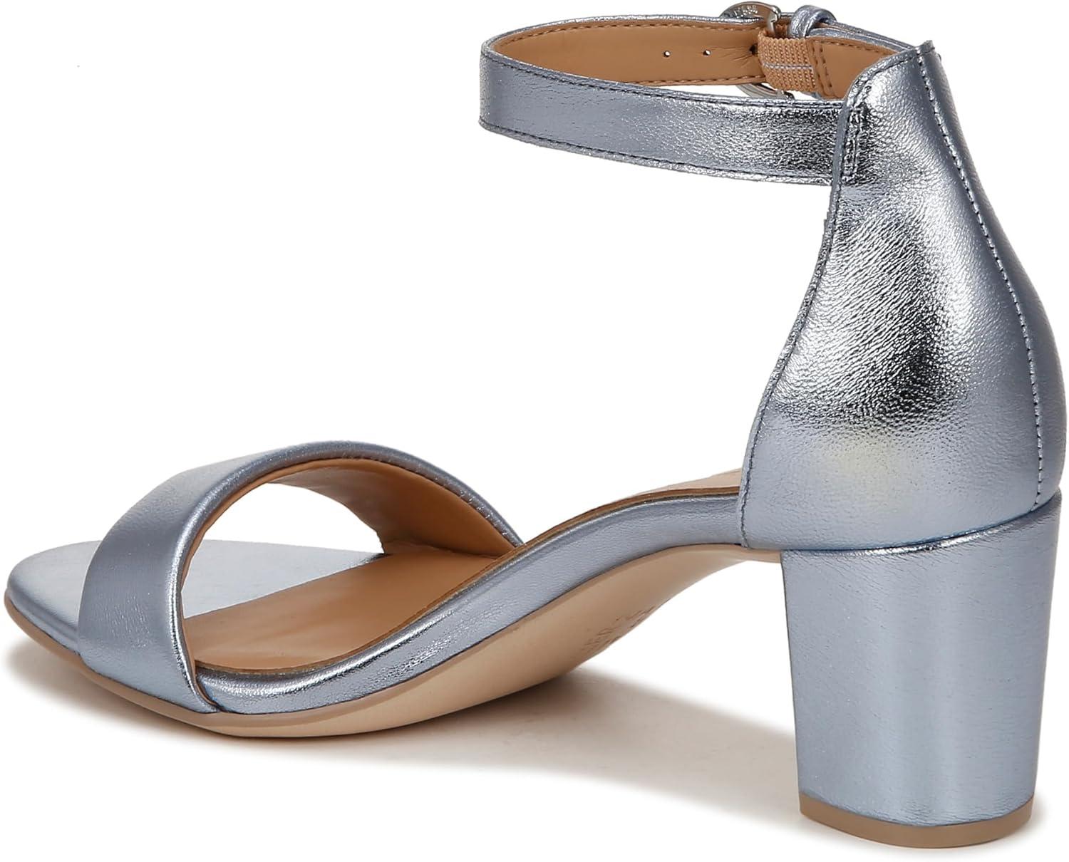 imageNaturalizer Womens Vera Ankle Strap Block Heel Dress SandalLight Blue Metallic Leather