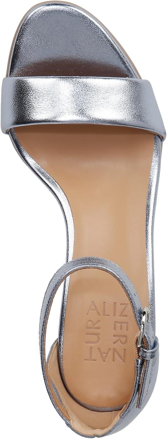 imageNaturalizer Womens Vera Ankle Strap Block Heel Dress SandalLight Blue Metallic Leather
