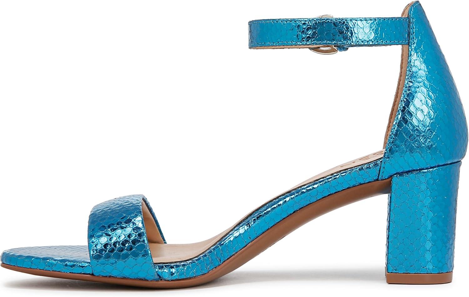 imageNaturalizer Womens Vera Ankle Strap Block Heel Dress SandalLight Blue Metallic Snake