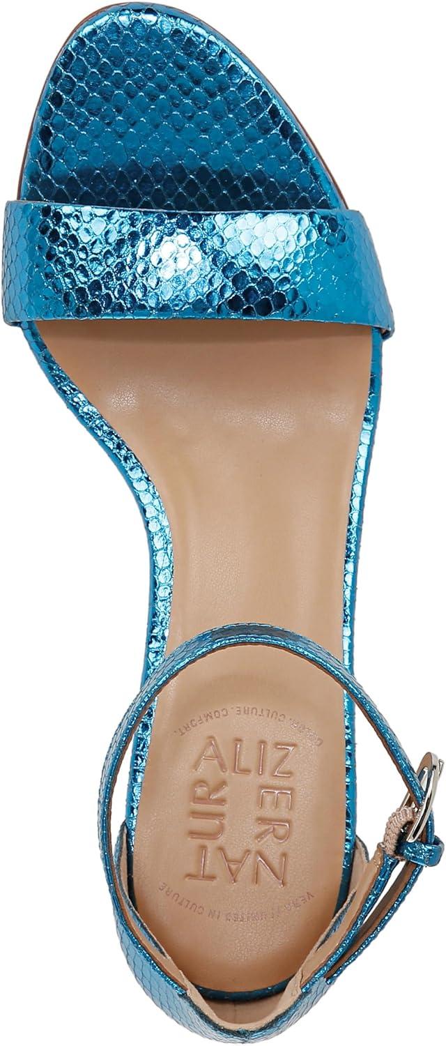 imageNaturalizer Womens Vera Ankle Strap Block Heel Dress SandalLight Blue Metallic Snake