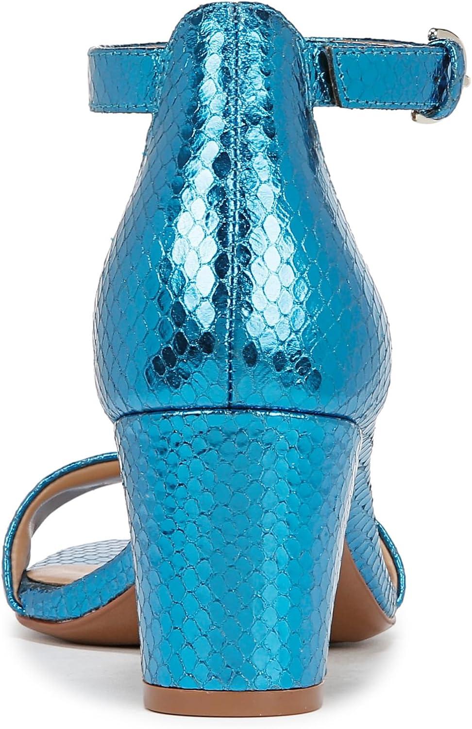 imageNaturalizer Womens Vera Ankle Strap Block Heel Dress SandalLight Blue Metallic Snake