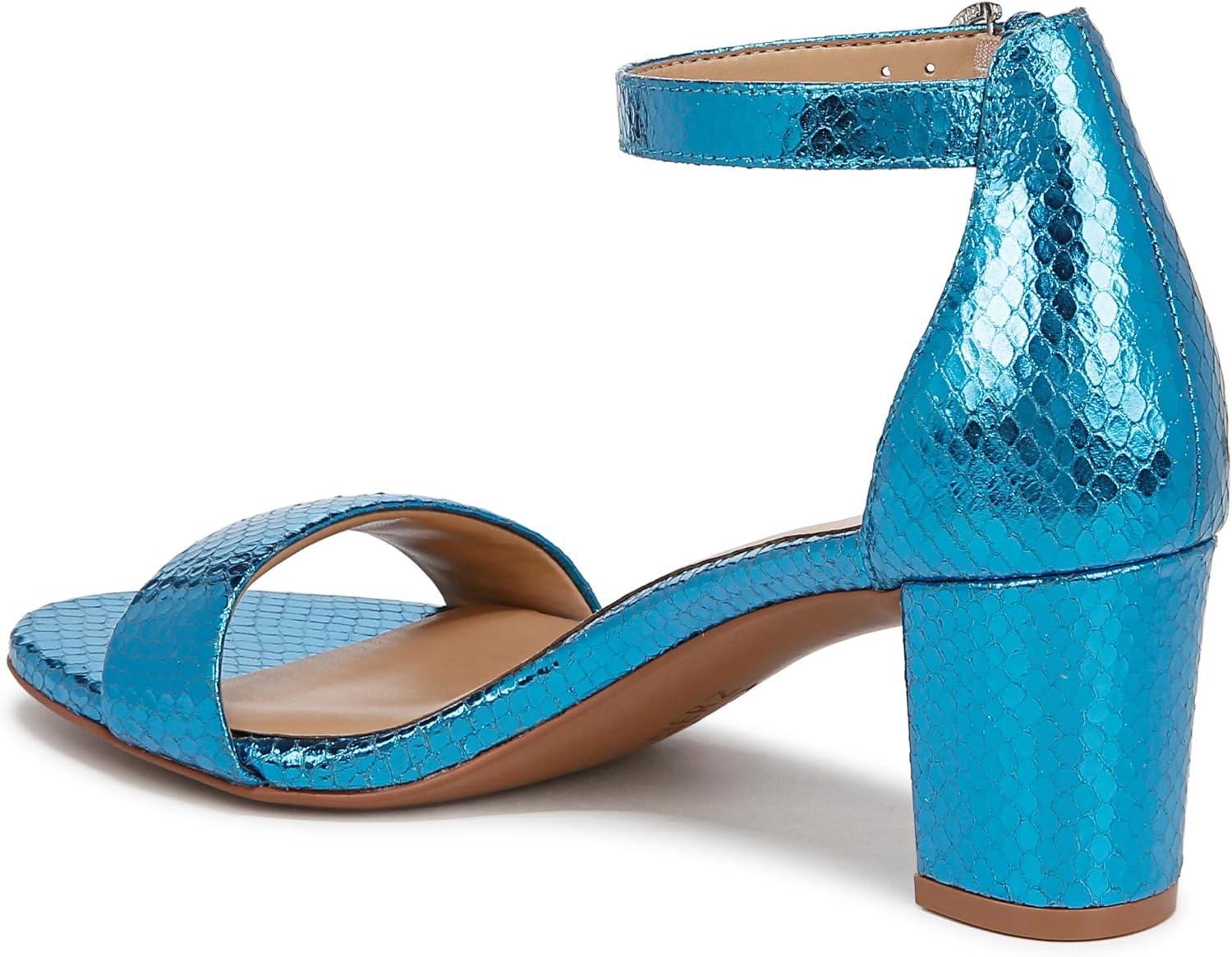 imageNaturalizer Womens Vera Ankle Strap Block Heel Dress SandalLight Blue Metallic Snake