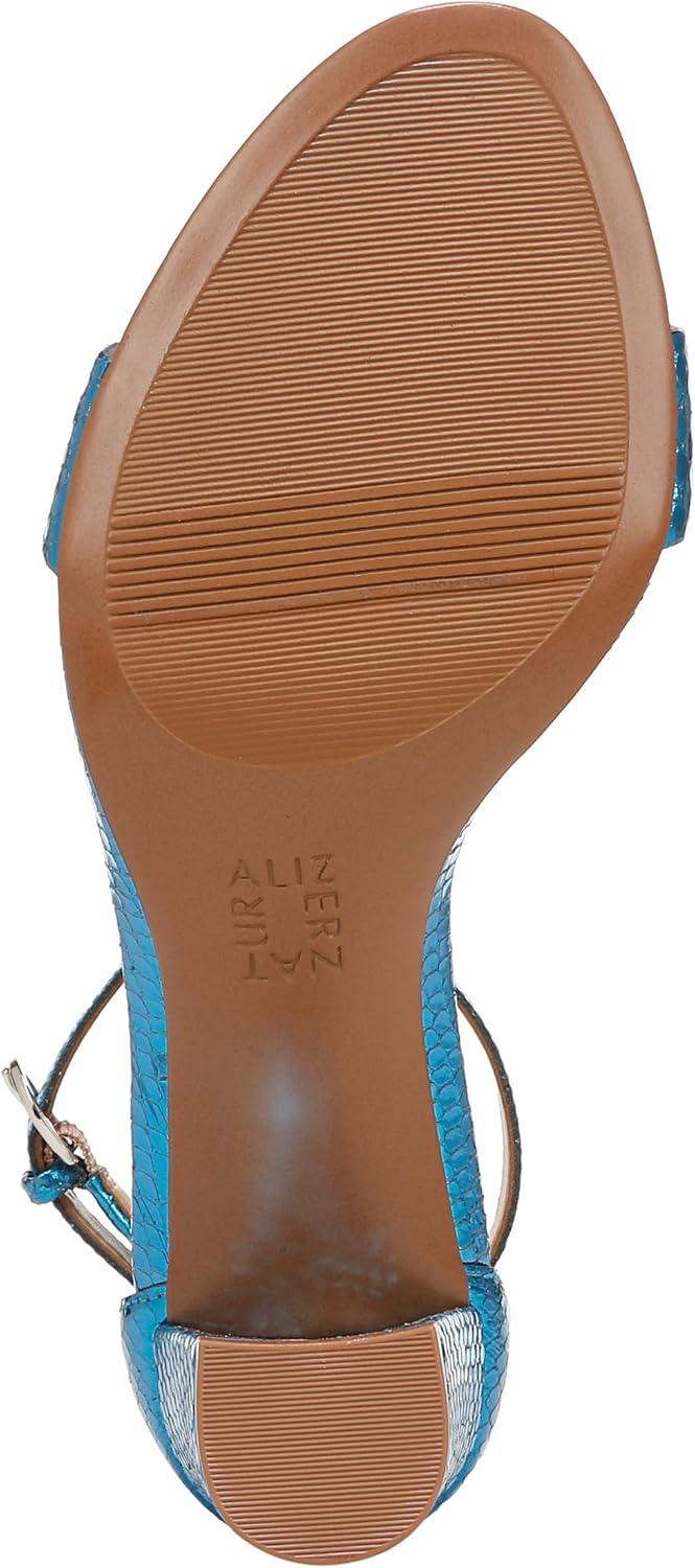 imageNaturalizer Womens Vera Ankle Strap Block Heel Dress SandalLight Blue Metallic Snake