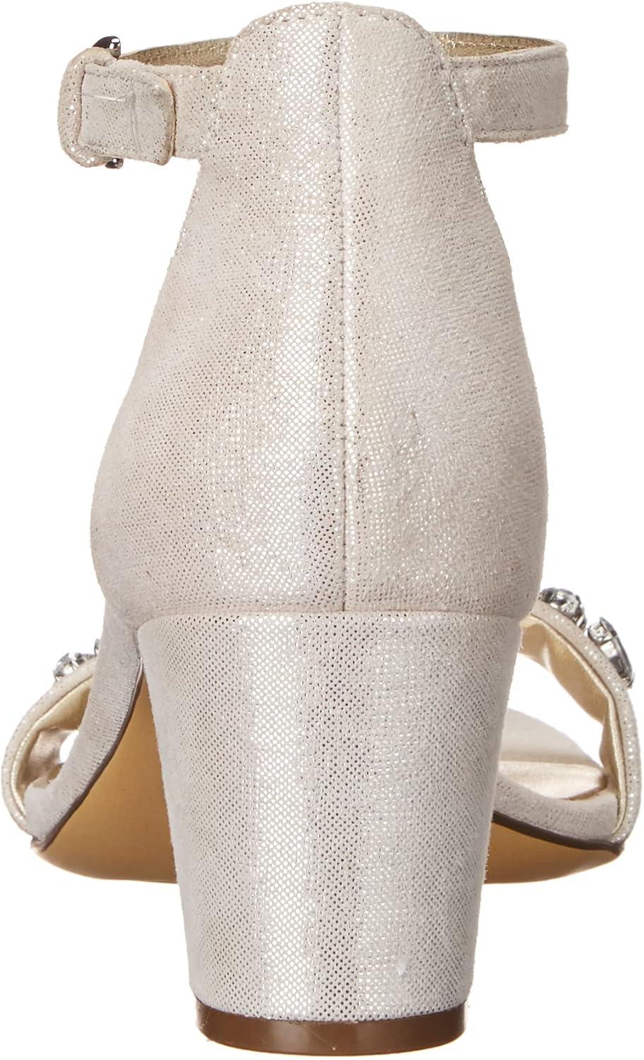 imageNaturalizer Womens Vera Ankle Strap Block Heel Dress SandalMetallic Silver Rhinestone