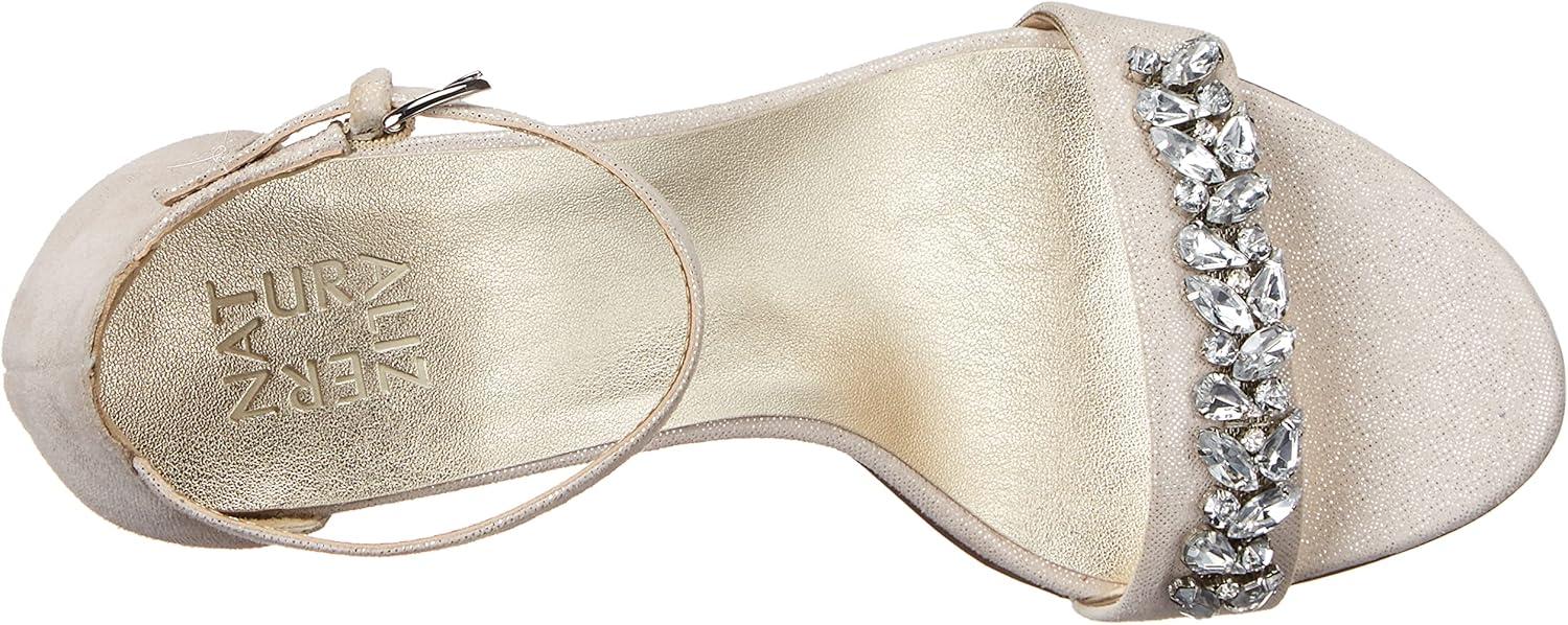 imageNaturalizer Womens Vera Ankle Strap Block Heel Dress SandalMetallic Silver Rhinestone