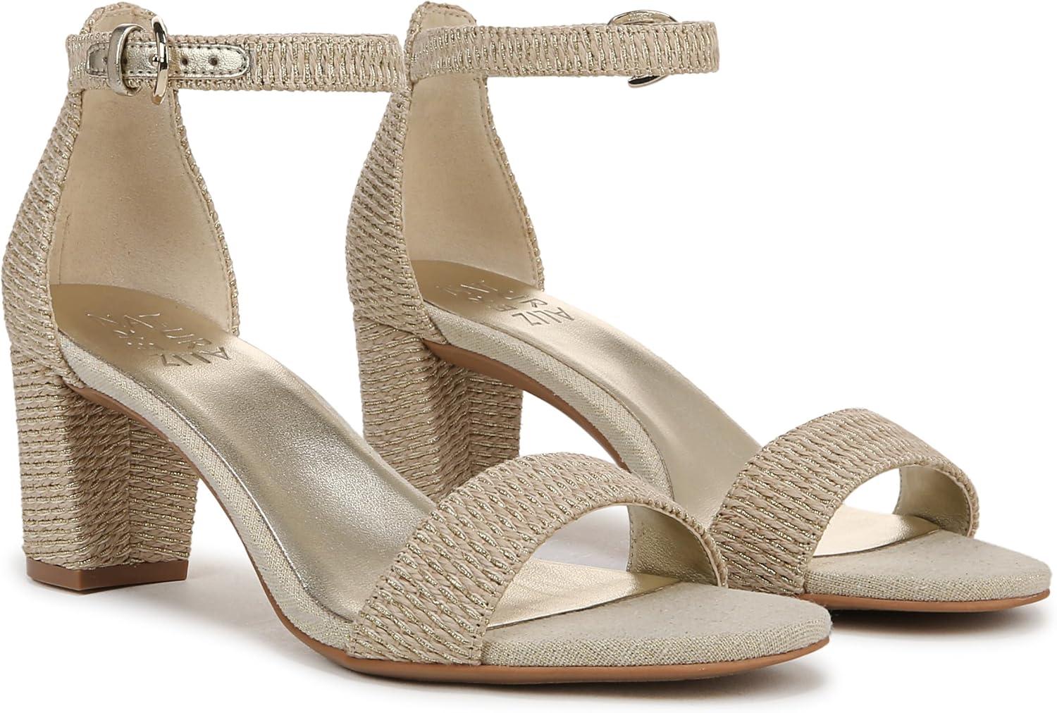 imageNaturalizer Womens Vera Ankle Strap Block Heel Dress SandalNaturalGold Multi