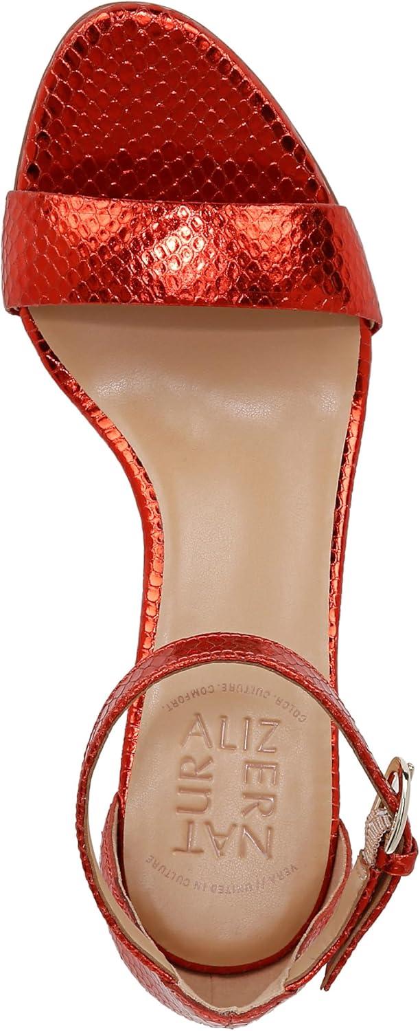 imageNaturalizer Womens Vera Ankle Strap Block Heel Dress SandalOrange Metallic Snake