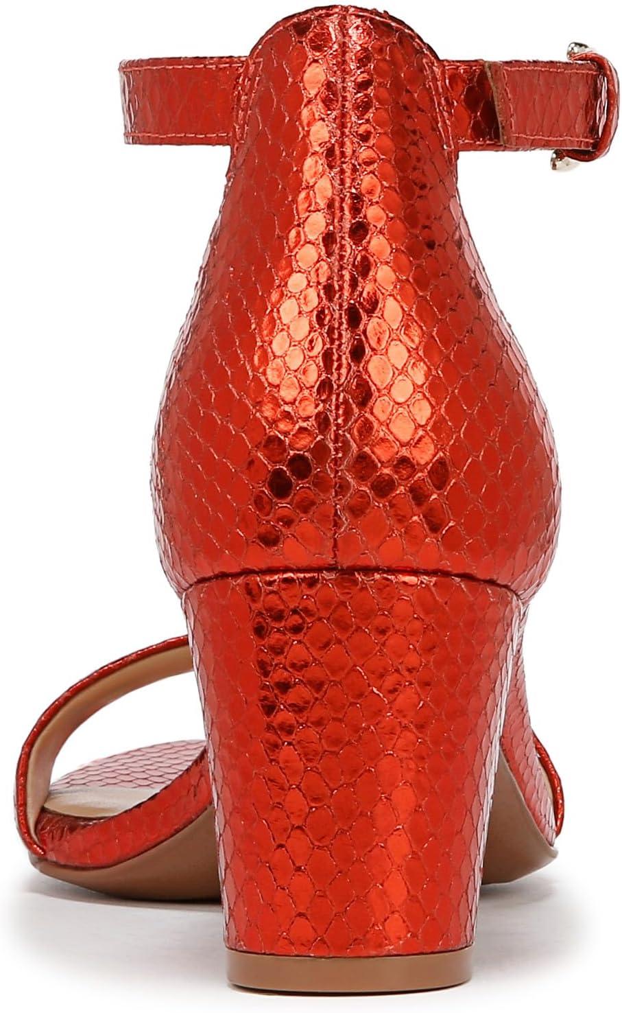 imageNaturalizer Womens Vera Ankle Strap Block Heel Dress SandalOrange Metallic Snake