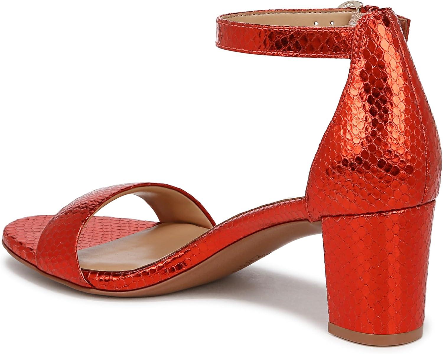 imageNaturalizer Womens Vera Ankle Strap Block Heel Dress SandalOrange Metallic Snake
