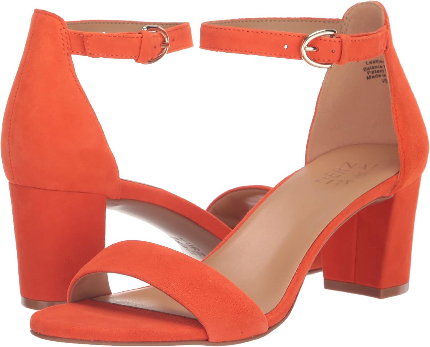 imageNaturalizer Womens Vera Ankle Strap Block Heel Dress SandalOrange Pop Suede