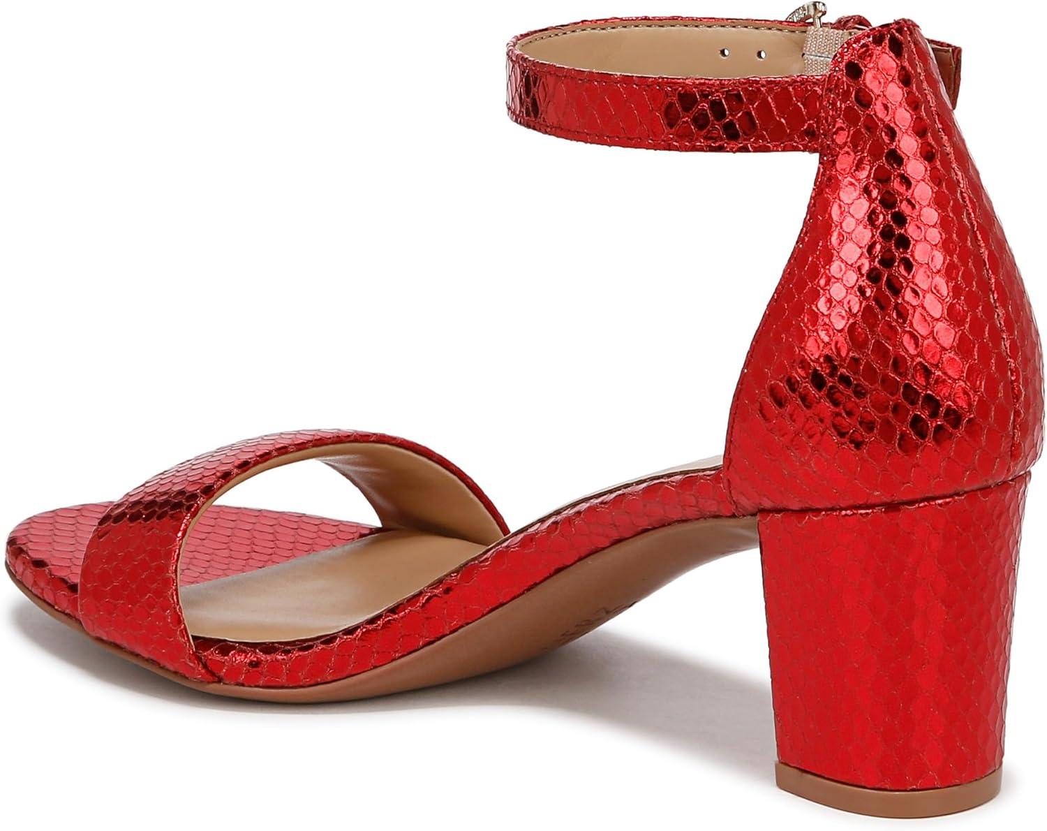 imageNaturalizer Womens Vera Ankle Strap Block Heel Dress SandalRed Metallic Snake