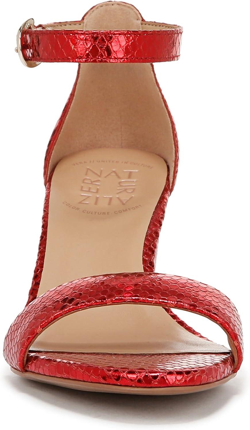 imageNaturalizer Womens Vera Ankle Strap Block Heel Dress SandalRed Metallic Snake