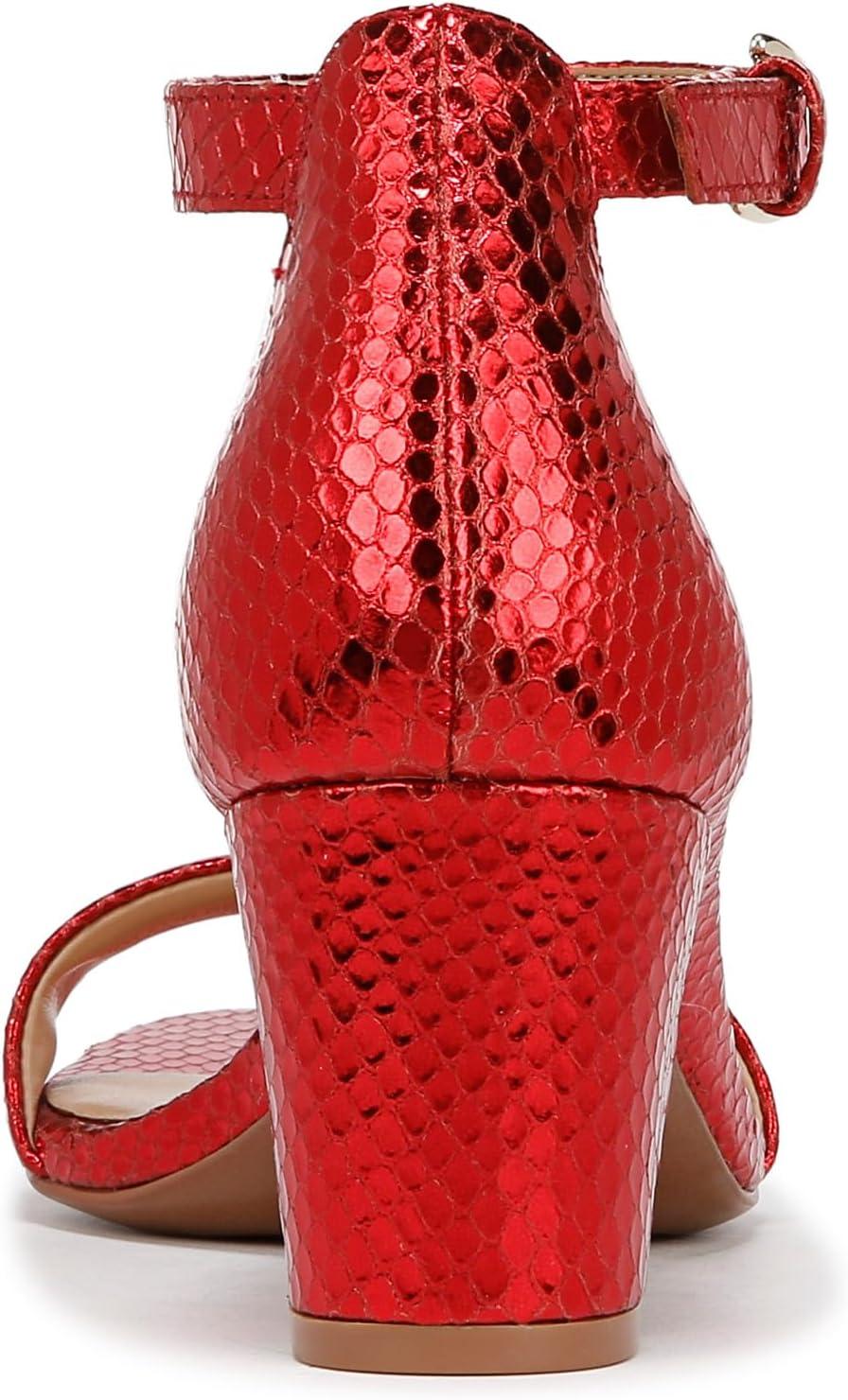 imageNaturalizer Womens Vera Ankle Strap Block Heel Dress SandalRed Metallic Snake