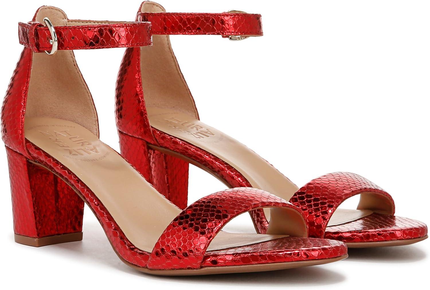 imageNaturalizer Womens Vera Ankle Strap Block Heel Dress SandalRed Metallic Snake
