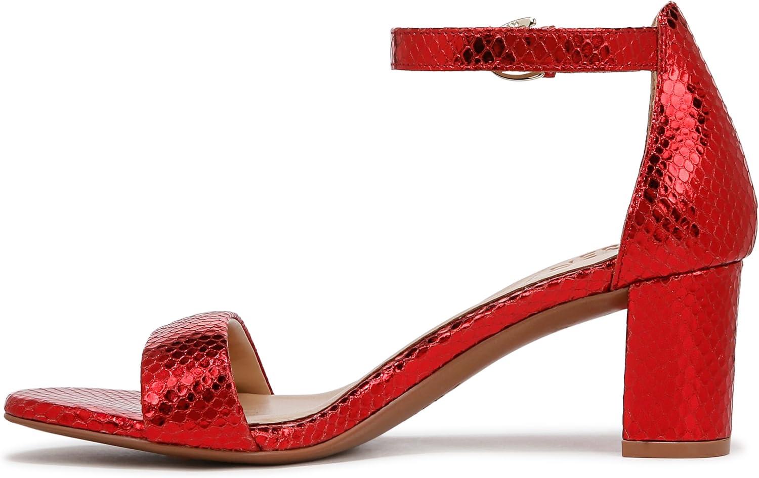 imageNaturalizer Womens Vera Ankle Strap Block Heel Dress SandalRed Metallic Snake