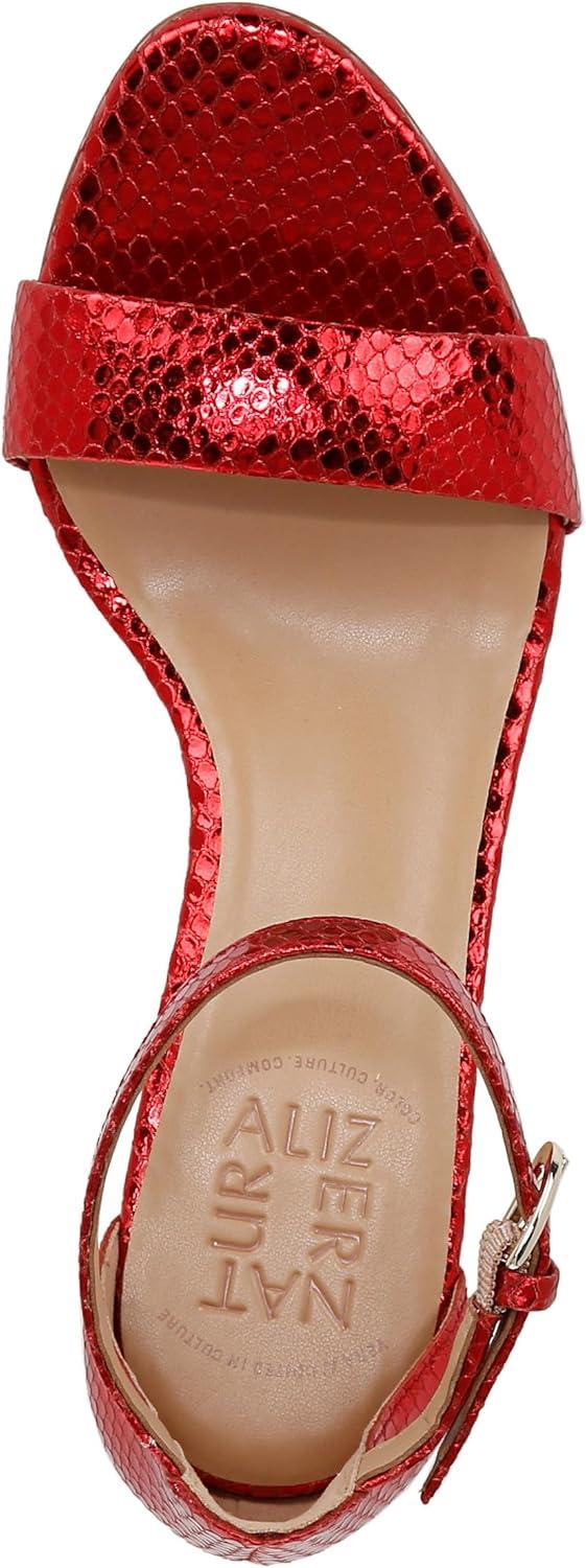 imageNaturalizer Womens Vera Ankle Strap Block Heel Dress SandalRed Metallic Snake