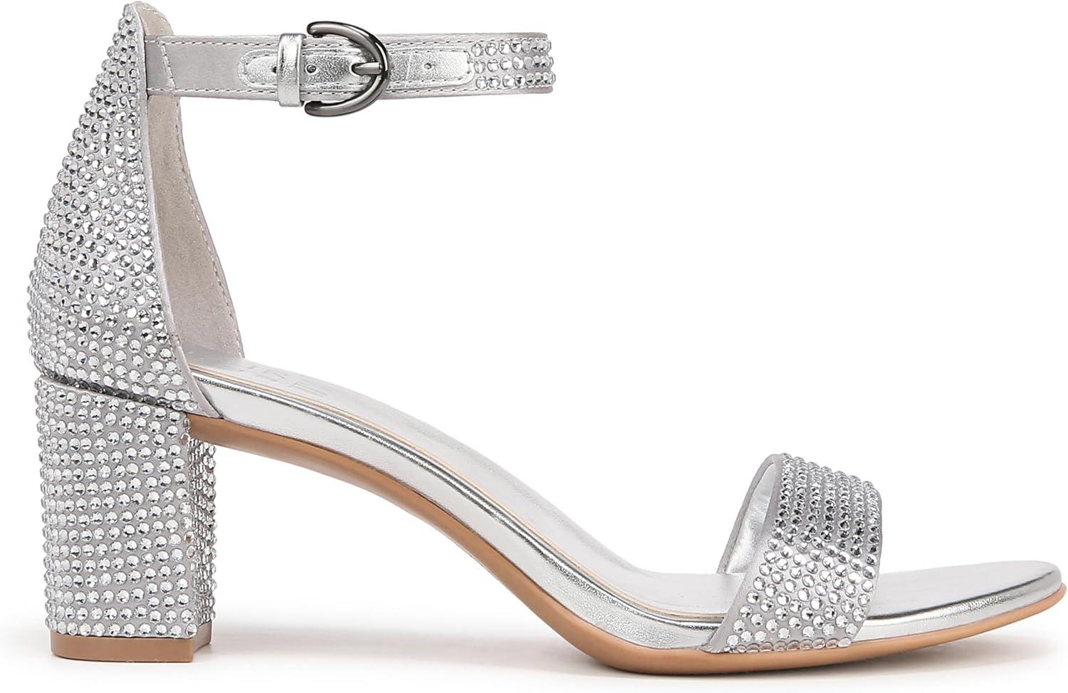 imageNaturalizer Womens Vera Ankle Strap Block Heel Dress SandalSilver Glitz
