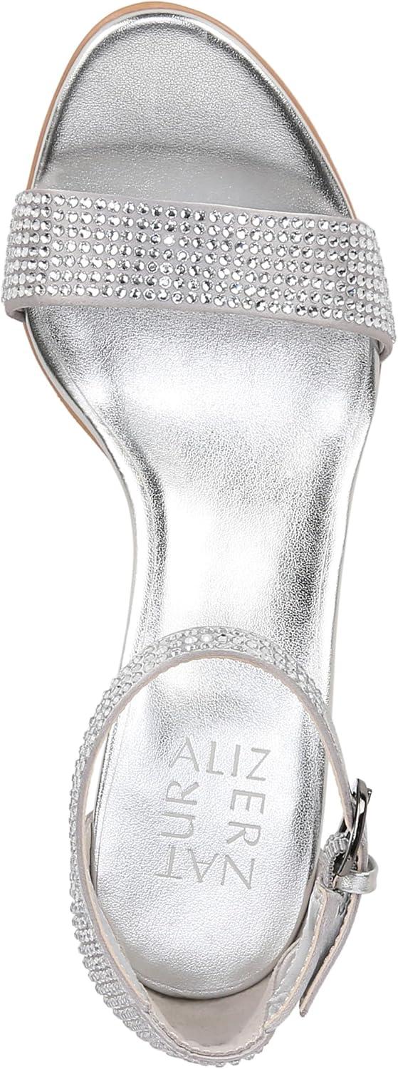 imageNaturalizer Womens Vera Ankle Strap Block Heel Dress SandalSilver Glitz