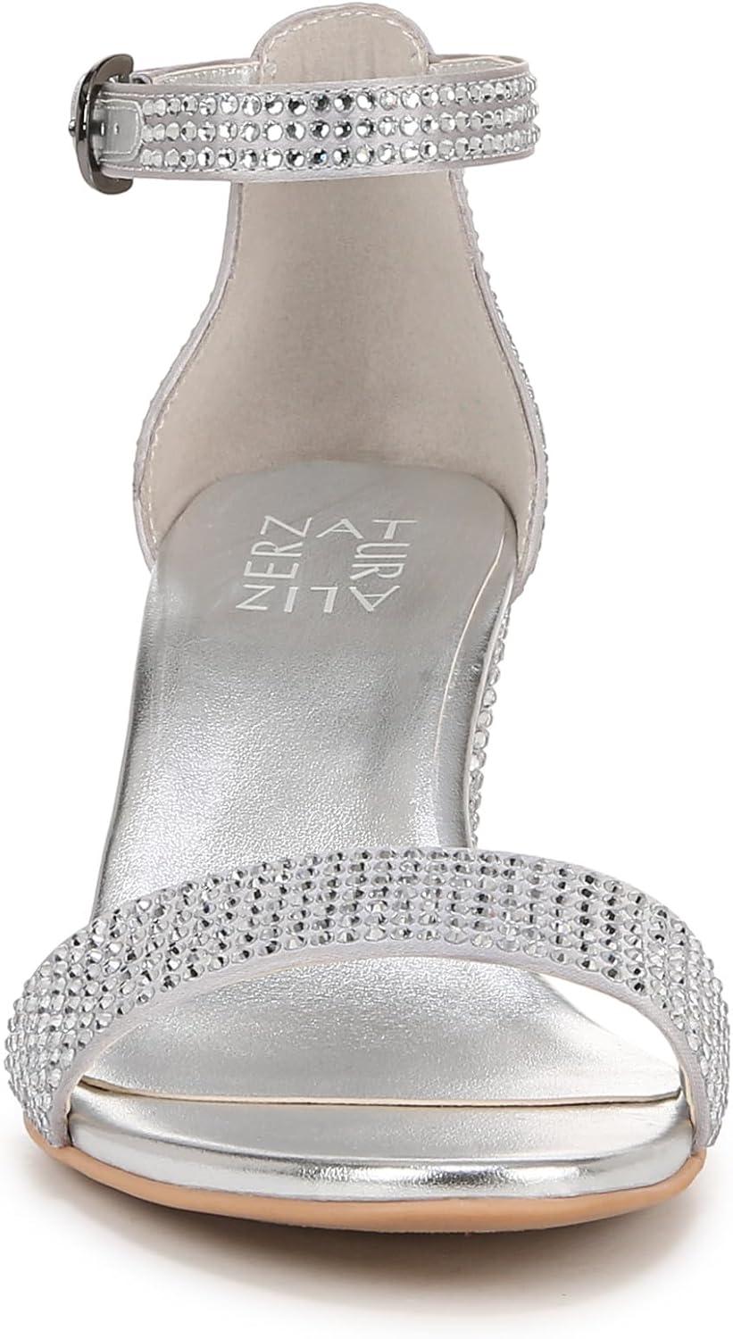 imageNaturalizer Womens Vera Ankle Strap Block Heel Dress SandalSilver Glitz