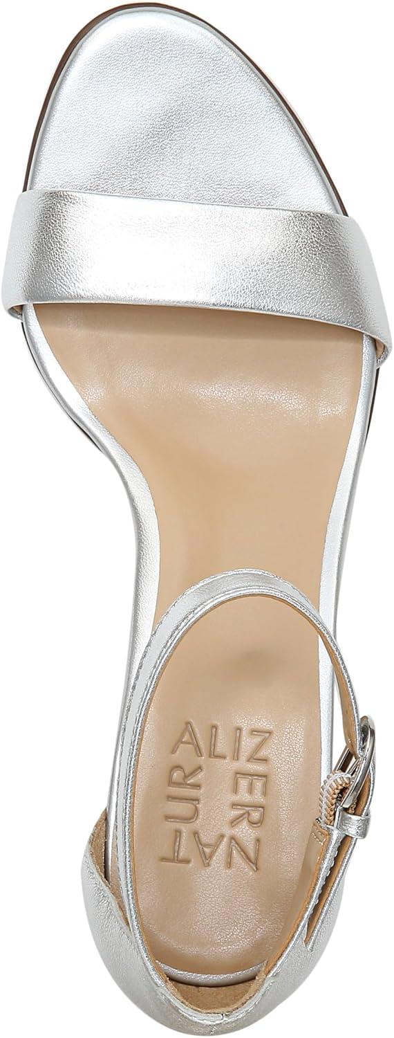 imageNaturalizer Womens Vera Ankle Strap Block Heel Dress SandalSilver Leather