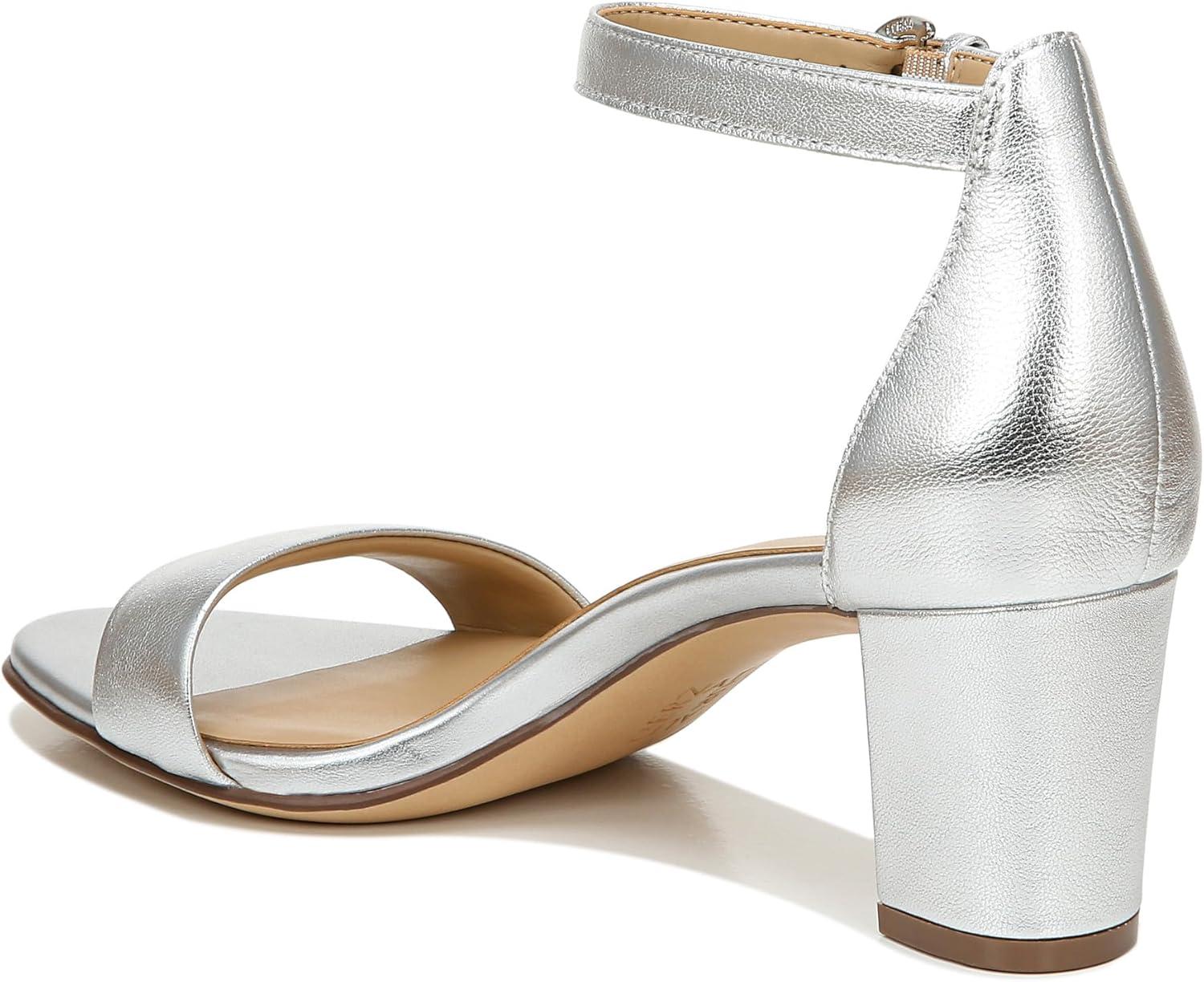 imageNaturalizer Womens Vera Ankle Strap Block Heel Dress SandalSilver Leather