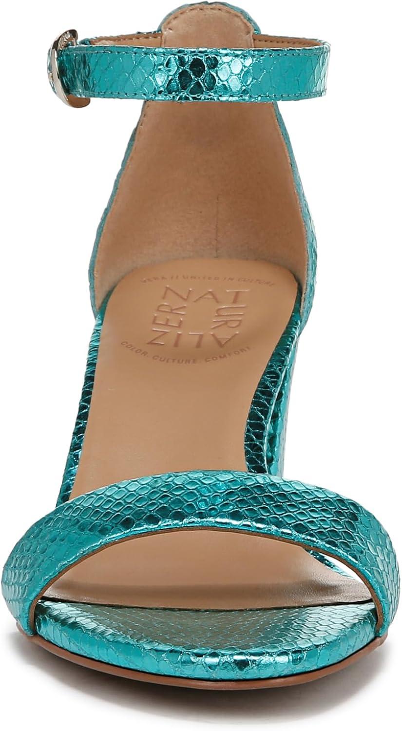imageNaturalizer Womens Vera Ankle Strap Block Heel Dress SandalTeal Metallic Snake