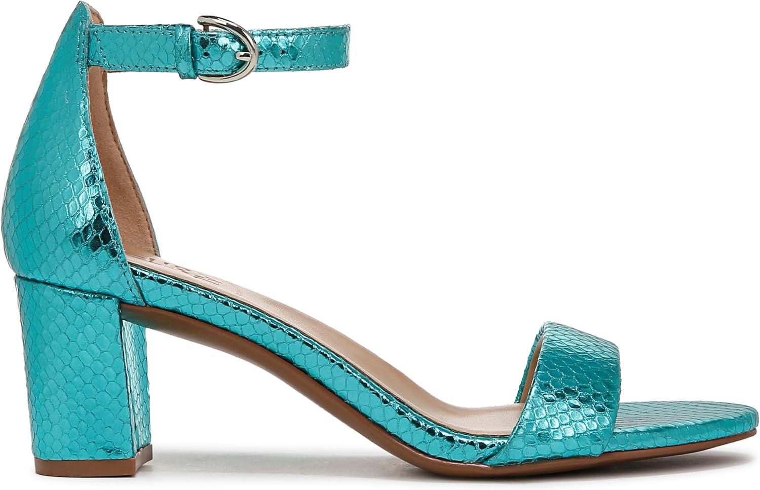imageNaturalizer Womens Vera Ankle Strap Block Heel Dress SandalTeal Metallic Snake
