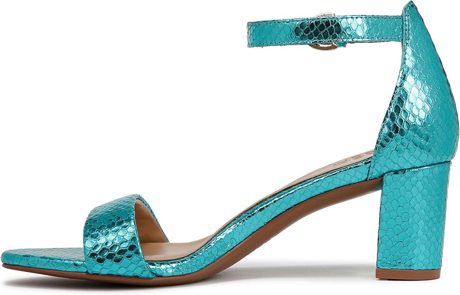 imageNaturalizer Womens Vera Ankle Strap Block Heel Dress SandalTeal Metallic Snake