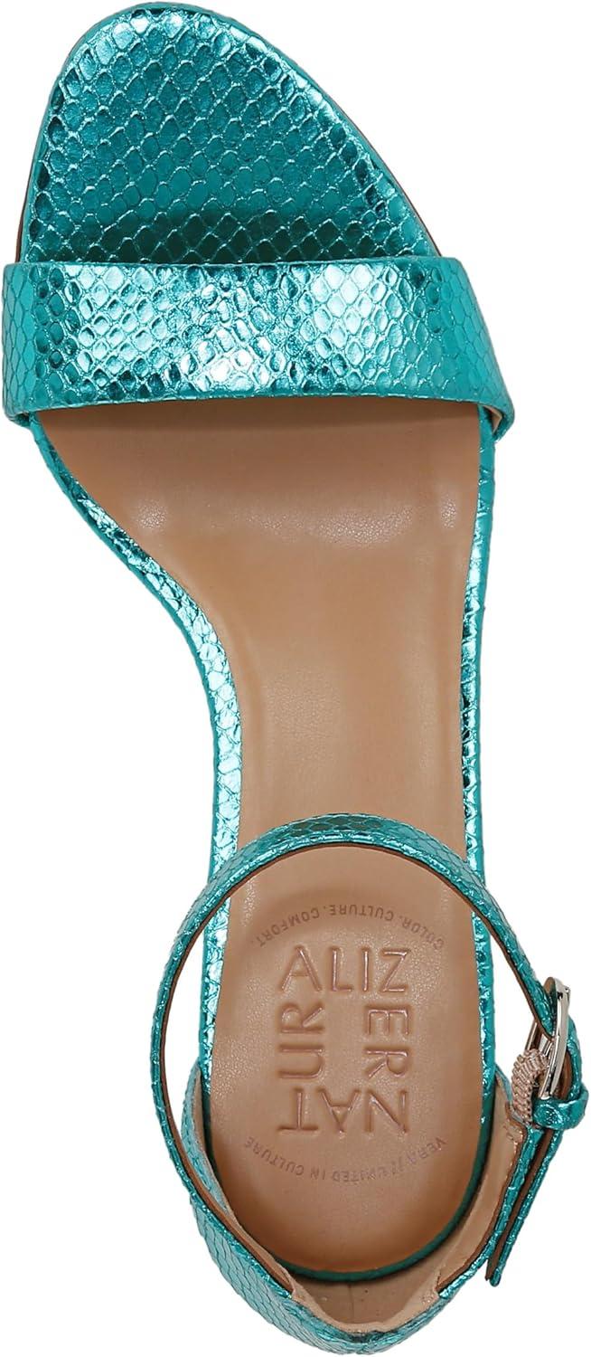 imageNaturalizer Womens Vera Ankle Strap Block Heel Dress SandalTeal Metallic Snake