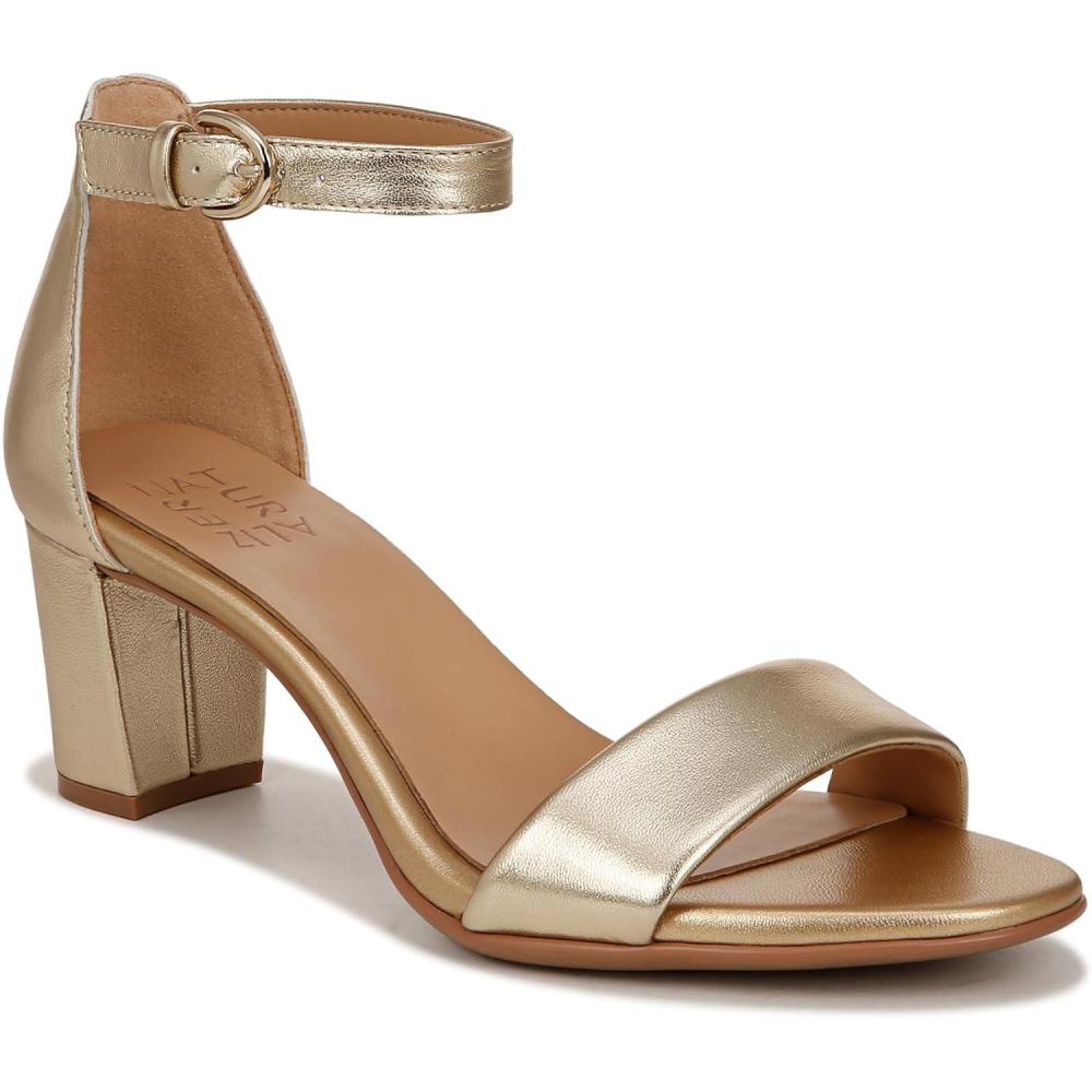imageNaturalizer Womens Vera Ankle Strap Block Heel Dress SandalDark Gold Metallic
