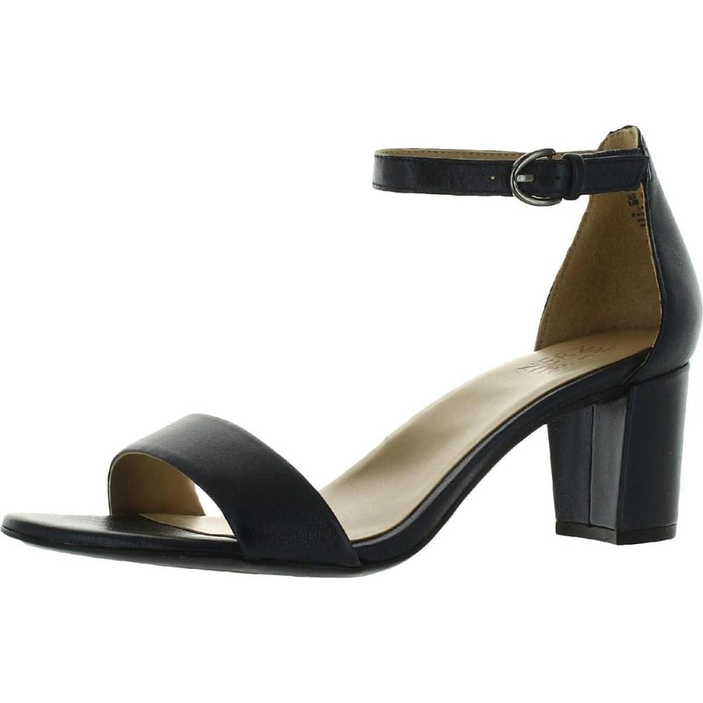 imageNaturalizer Womens Vera Ankle Strap Block Heel Dress SandalFrench Navy Metallic Leather