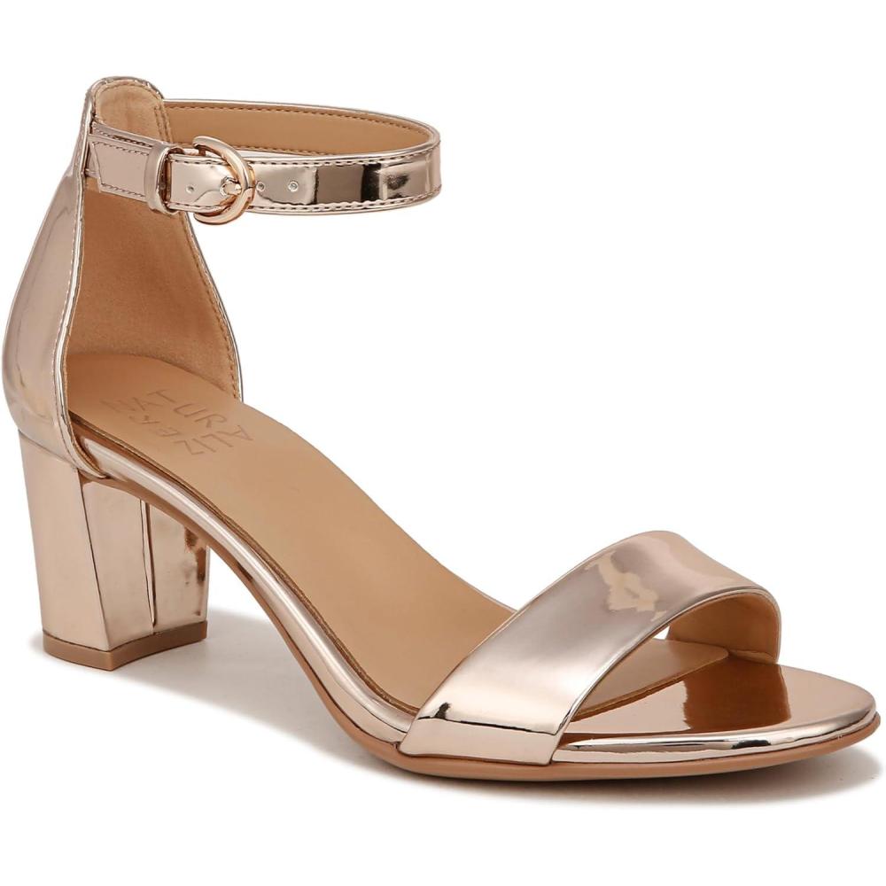 imageNaturalizer Womens Vera Ankle Strap Block Heel Dress SandalRose Gold Faux Leather
