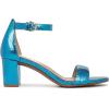 imageNaturalizer Womens Vera Ankle Strap Block Heel Dress SandalLight Blue Metallic Snake