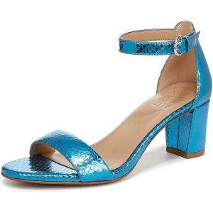 imageNaturalizer Womens Vera Ankle Strap Block Heel Dress SandalLight Blue Metallic Snake
