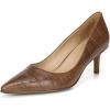 imageNaturalizer Womens Everly Pointed Toe Low Heel Stiletto PumpBanana Bread Brown Croc Leather