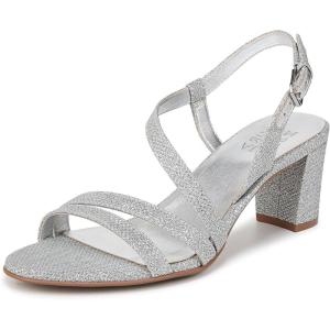 imageNaturalizer Women Vanessa2 Rhinestone Embellished Strappy Heeled SandalSilver Metallic Fabric