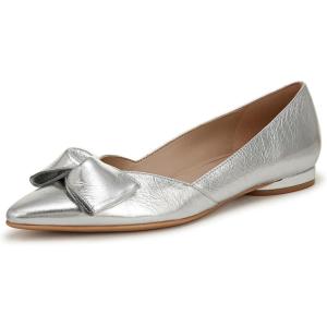 imageNaturalizer Womens Havana Pointed Toe Slip On Dress Ballet FlatSilver Bow