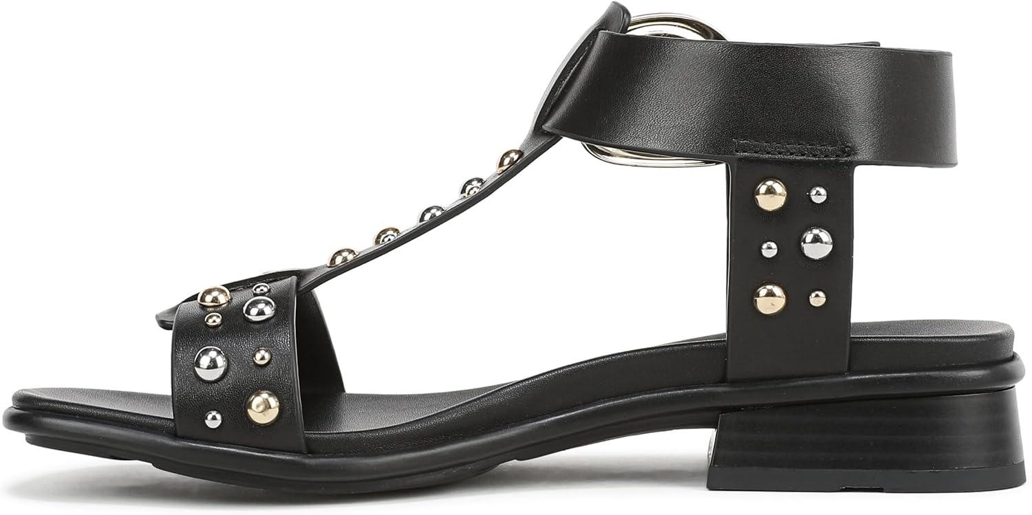imageNaturalizer Womens Brandy Flat SandalBlack Studded Leather