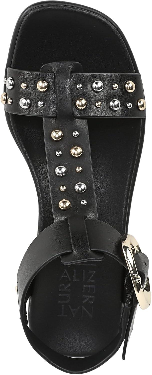 imageNaturalizer Womens Brandy Flat SandalBlack Studded Leather