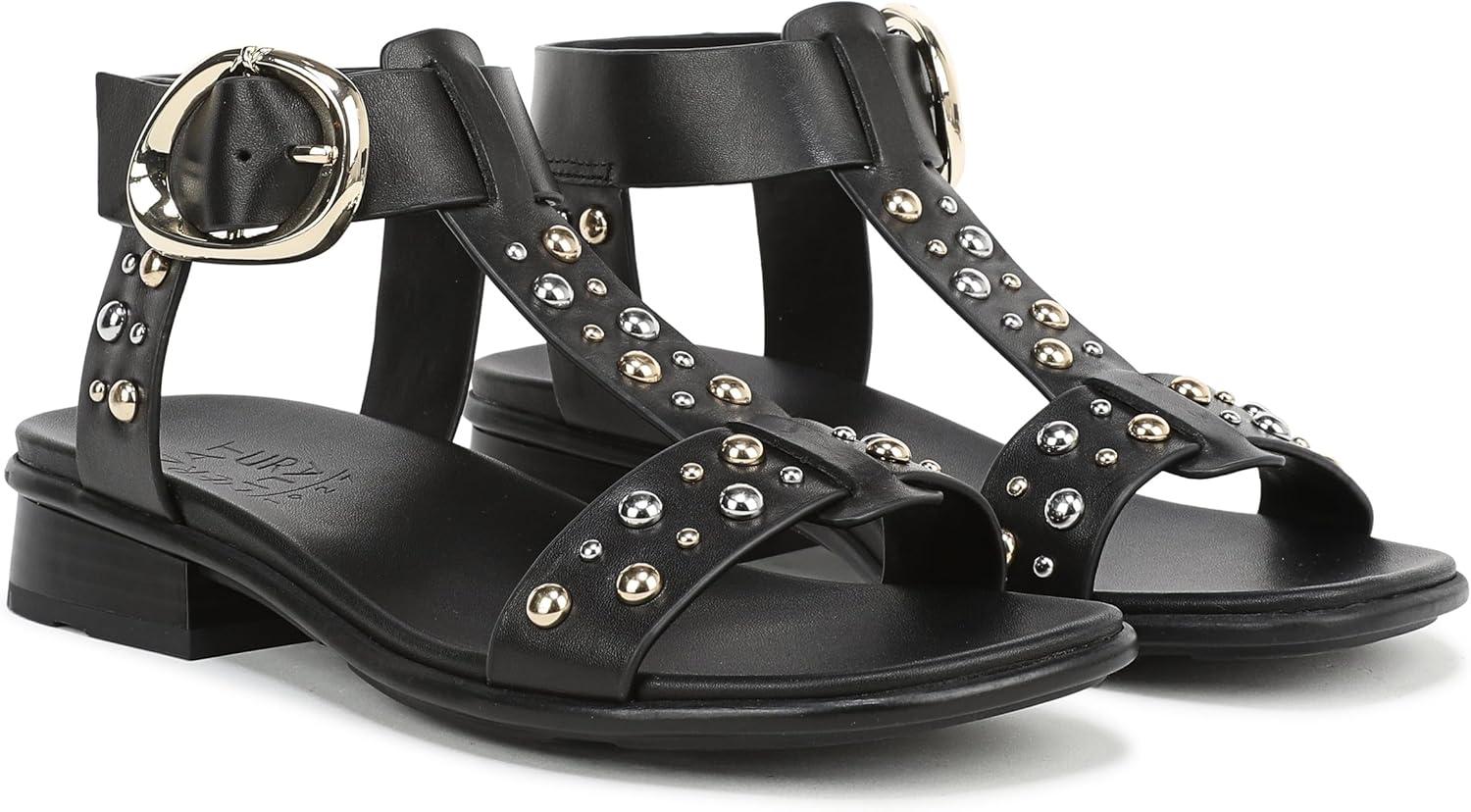 imageNaturalizer Womens Brandy Flat SandalBlack Studded Leather