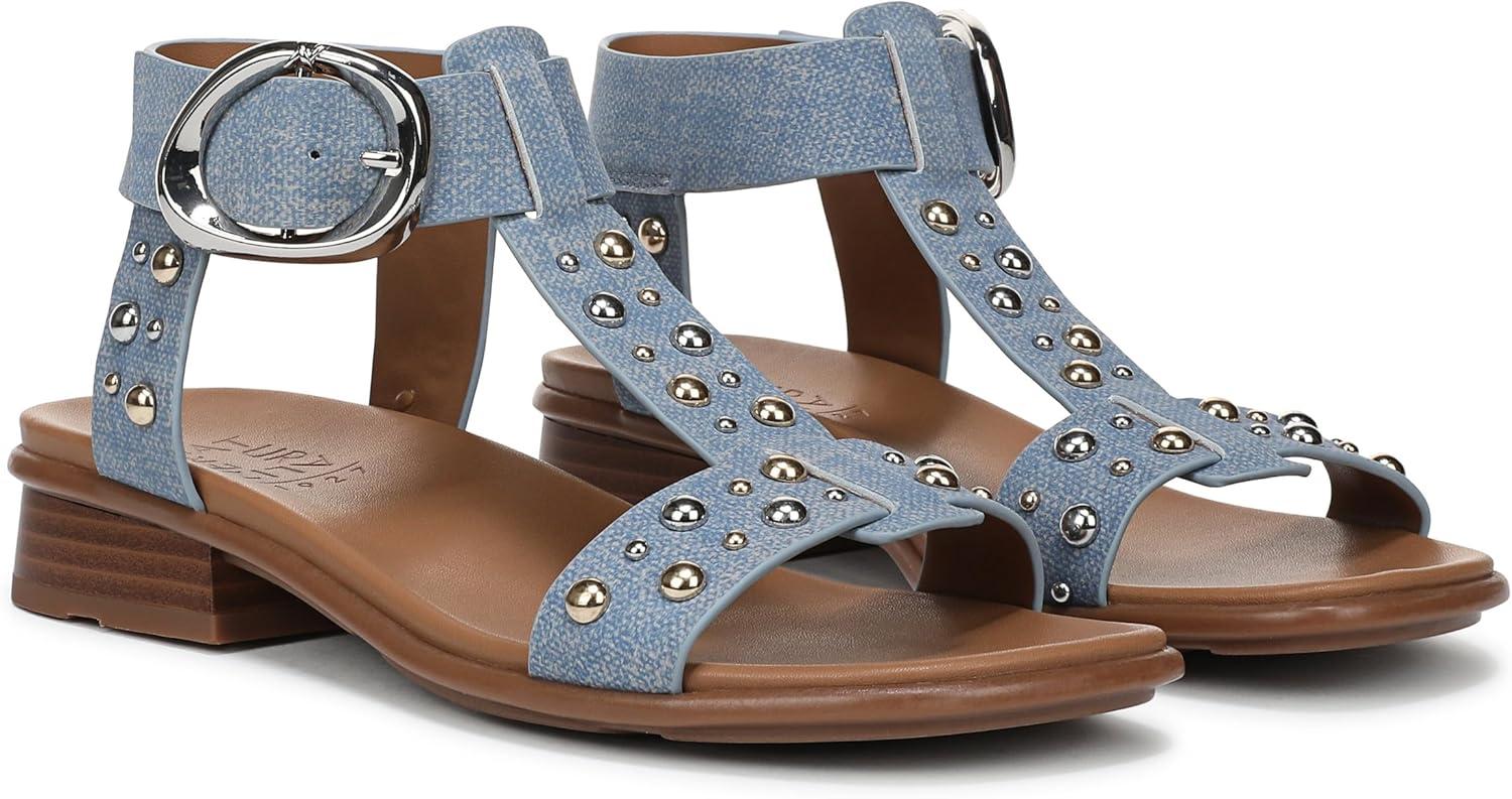 imageNaturalizer Womens Brandy Flat SandalDenim Blue Studded Nubuck