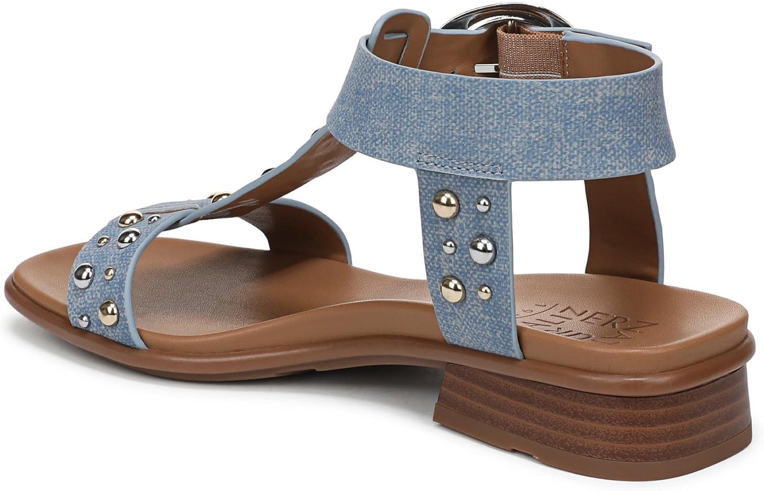 imageNaturalizer Womens Brandy Flat SandalDenim Blue Studded Nubuck
