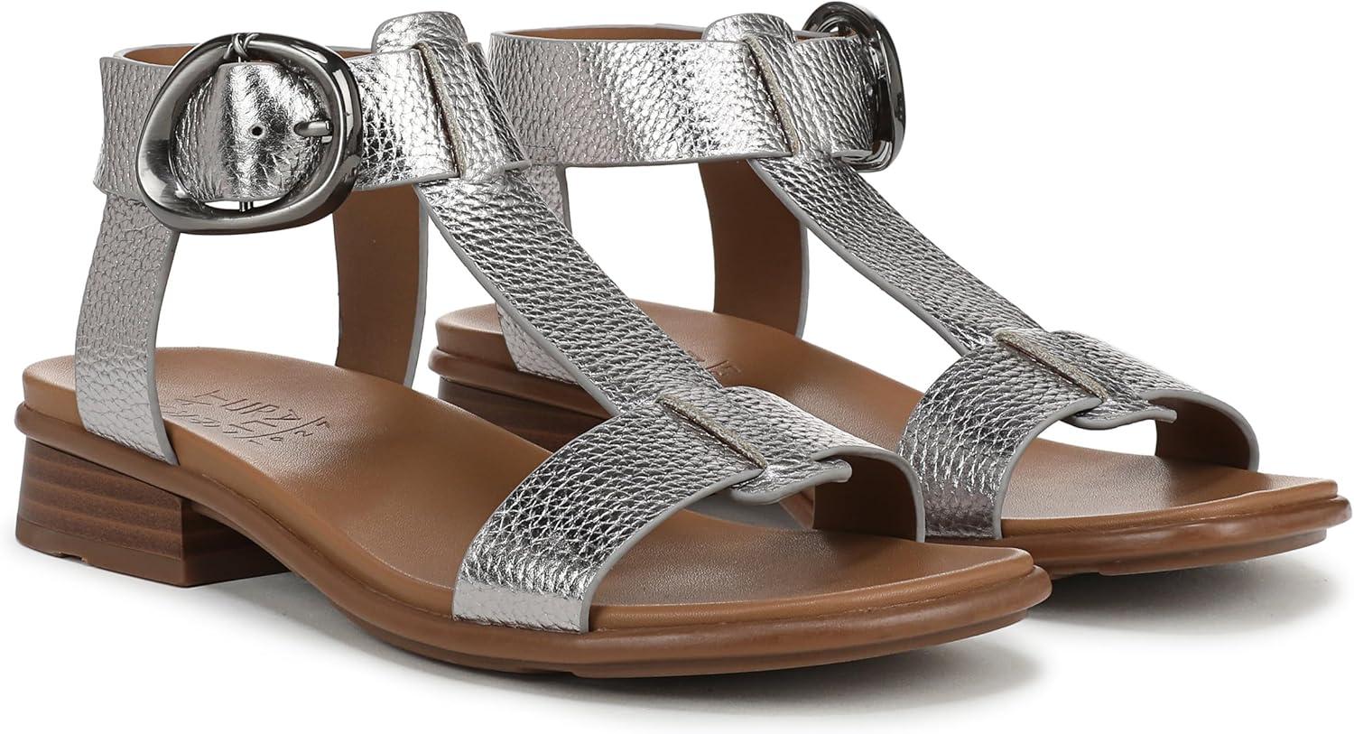 imageNaturalizer Womens Brandy Flat SandalSoft Pewter Silver Leather